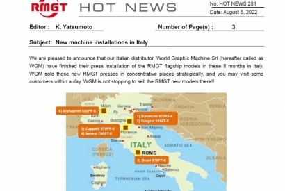 RMGT HOT NEWS: New machine installations in Italy